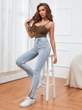 Light Washed Split Hem Jeans